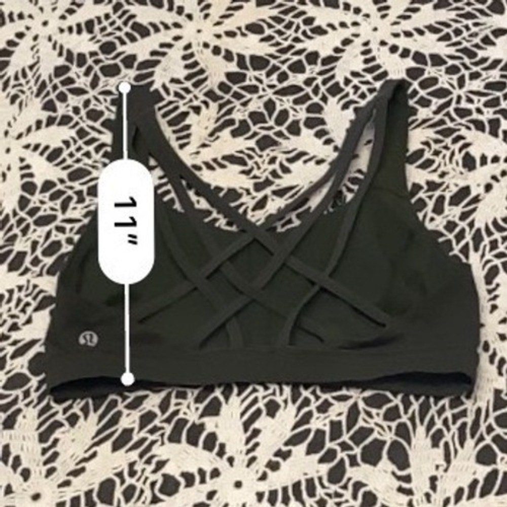 Lululemon Free To Be Wild Sports Bra Dark Green Strappy Back Yoga Gym Bra 6 - Picture 4 of 5